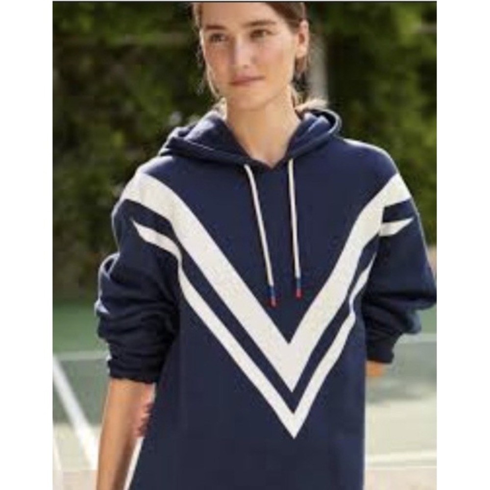 Tory Burch Tory sport Women's chevron French terry Blue hoodie Sz XS